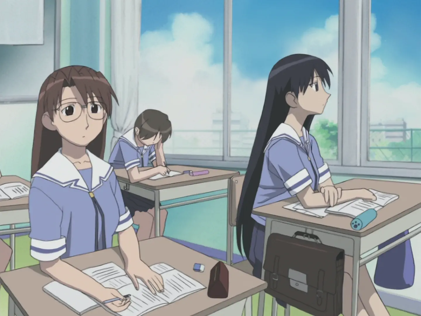 Azumanga Daiou The Animation (2002) - Episode 4 : A Fun Profession / Pool, Pool, Pool / Ribbon / Just the Two of Them / A Good Person?